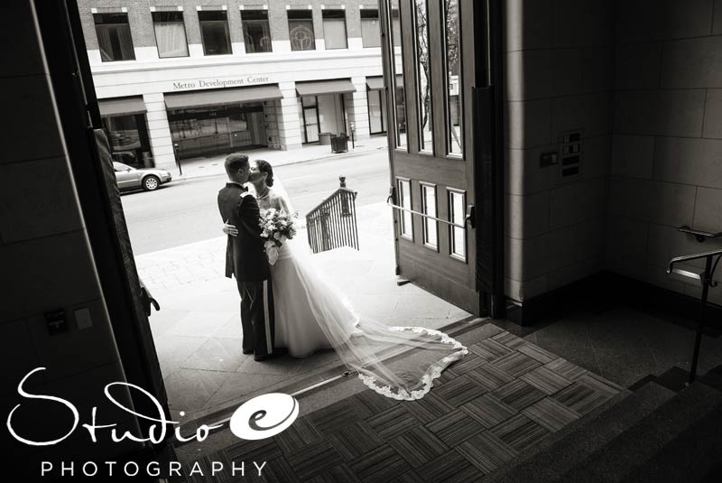 First Kiss after the Wedding Ceremony at the Cathedral of the Assumption Louisville Wedding